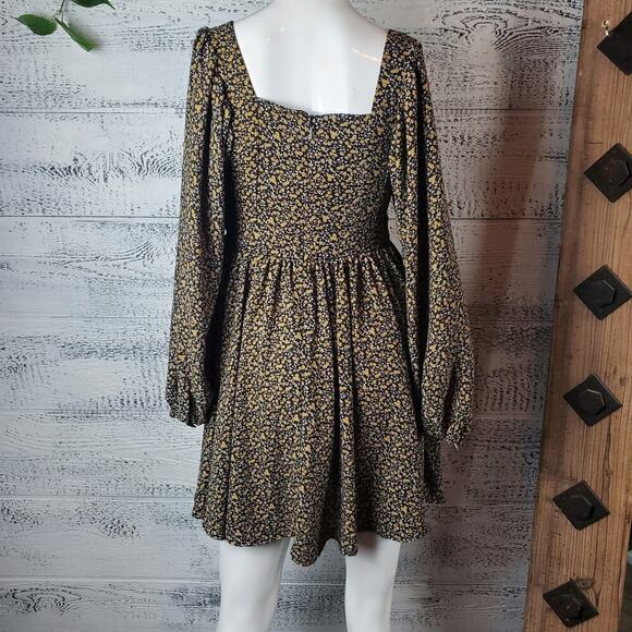 MNG Women Floral Cottage Core Dress Puff Sleeves Size 2 Square Neckline - Picture 10 of 10